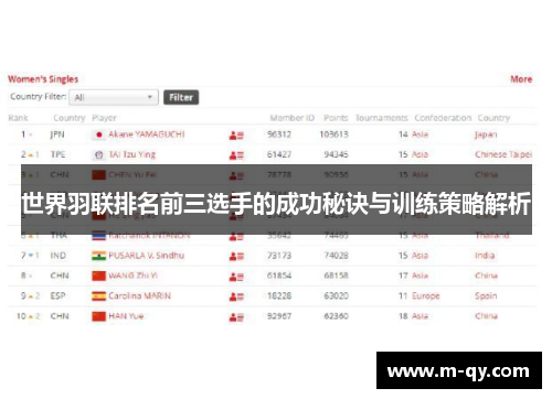 世界羽联排名前三选手的成功秘诀与训练策略解析
