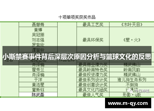 小斯禁赛事件背后深层次原因分析与篮球文化的反思